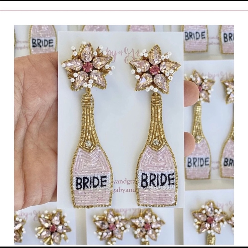 “Bride” champagne earrings